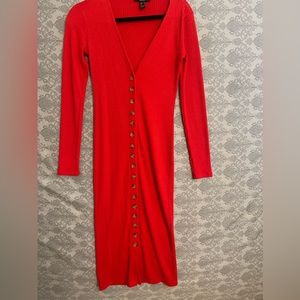 Red button down dress! Body fitting